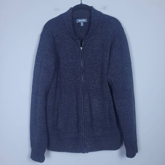 Bonobos Mens Full Zip Knit Sweater Navy Blue Size Large Slim Fit Layers Capsule - Picture 1 of 7